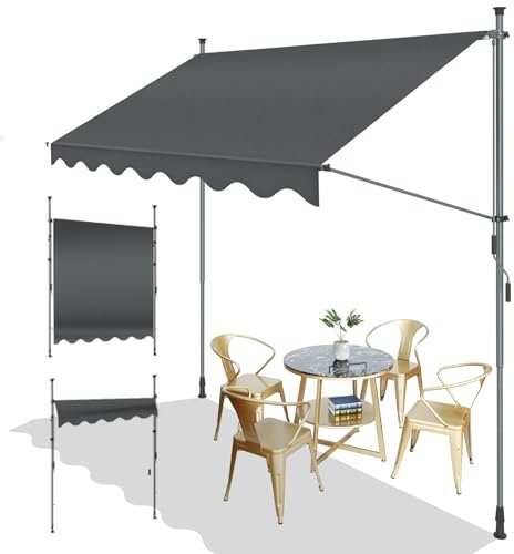SUNNY GUARD Toldo Manual Retráctil 300cm, Toldo de Exterior de Manivela Regulable en Altura para Balcón Jardín Terraza, Antracita