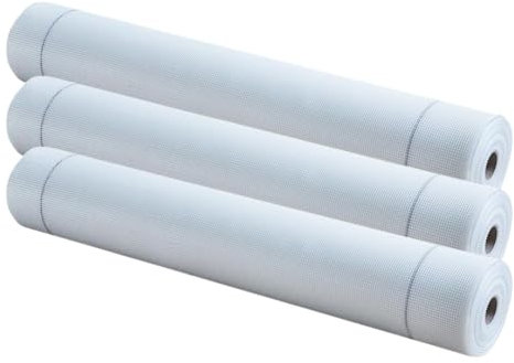 537 ALFA - Treillis en fibre de verre renforcé, 3 pièces, blanc, 1000mm x 50m, 165 g/m², maille 4 x 4 mm pour enduit façade, pour éviter toutes fissures
