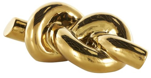 Deco 79 Dekorative Skulptur aus Keramik, Knoten, Heimdekoration, Akzentfigur, 30,5 x 12,7 x 10,2 cm, Gold