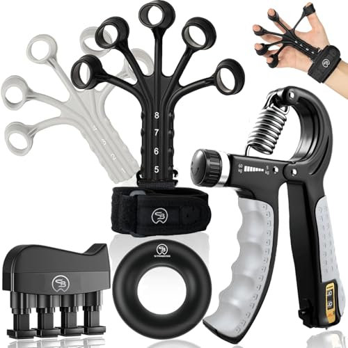 STRABOZZ Hand Grip Set, Gripper Mani, Allenatore Mani e Dita, Regolabile Avambracci Attrezzi, Handgrip, Molla per Avambracci, Riabilitazione Mano, Allenamento a Casa, Avambraccio Fitness Attrezzi Casa