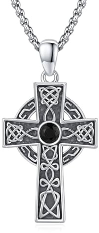 JFASHOP Keltisches Kreuz Halskette 925 Sterling Silber Keltischer Knoten Anhänger Knoten/Eule Kette Anhänger Keltisches Keltisches Anhänger Amulett Schmuck für Herren Damen Männer