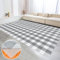 Aoczes Groß Baumwollteppich Waschbar Flachgewebe Teppich Wohnzimmer 180x270 cm Kurzflor Büffel Plaid Baumwolle Gewebt Grau Weiß Kariert Indoor Outdoor Teppich für Esszimmer Schlafzimmer