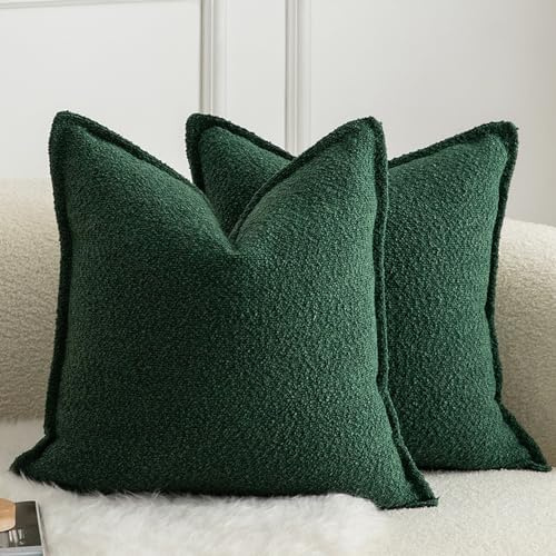 Mandioo 2er Set Dekorativer Kissenbezug Woven Textured Sofakissen Dekokissen Kissenbezüge Super Soft Premium Simple Design Wurfkissenbezug Schlafzimmer Wohnzimmer Grün 40x40cm