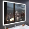 YOLEO Badspiegel mit Beleuchtung 100x80cm, Badezimmerspiegel LED mit Steckdose, Wandspiegel mit Touchschalter und Explosionsgeschütztes Glas, 3 einstellbare Lichtfarbe, 6500K