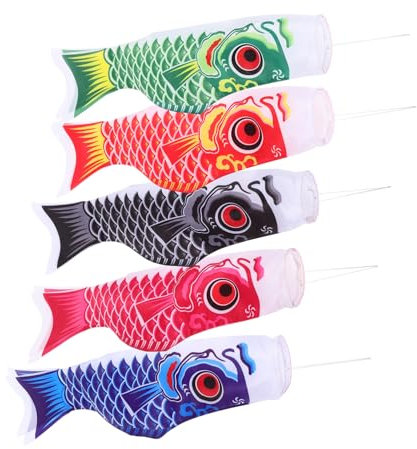 5 Stück-pack Karpfenflagge aus Satin, 55cm, Japanische Fisch Windsäcke