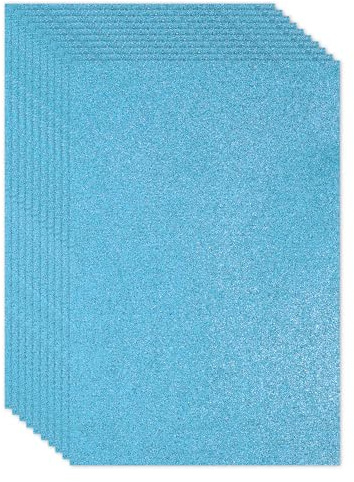 PATIKIL Light Blue Shiny EVA Glitter Foam Sheet 11 x 8 Inch 2mm Thick with Back Adhesive Sparkle EVA Glitter Felt for Crafts DIY Project, 10 Pcs