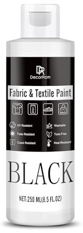 Pintura en tela negra, 250ml de cubiertas de tela blanca, para ropa permanente, no tóxica, para pintar en tela de bricolaje, pintura de ropa, zapatos de cuero, jeans