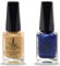 (2Pcs Set) Henna Infused Halal Nail Polish Water Permeable Nail Polish Vegan Long lasting Nail polish (Royal Blue, Golden Beige)