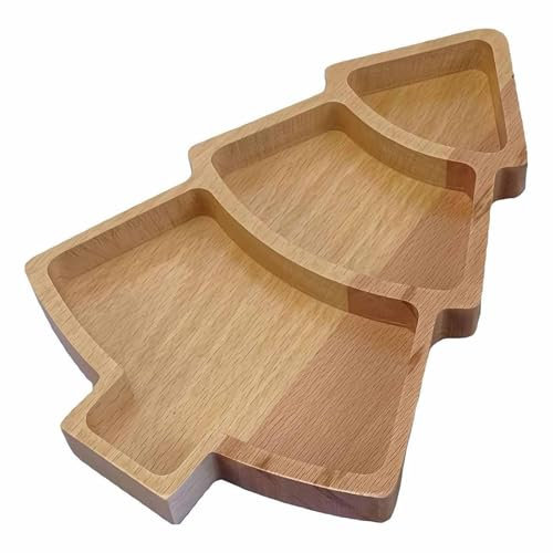 Weihnachtsteller für Süßigkeiten Weihnachten Servierschalen Tannenbaum Schale Schneemann Schiefertablett Christmas Holz Snackschalen Partyzubehör (Weihnachtsbaum)