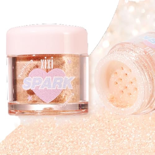 KARLOR Highlighter Puder Gesicht Körper Schimmer Puder Champagner Gesicht Glitzer Pulver Glow Gesicht Highlighter Körper Illuminator Body Shimmer Powder für Haar Gesicht Beine Wange Kleidung（18#）