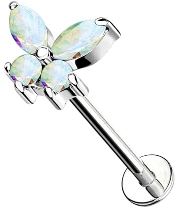 AWAKEN Lappen-Ohrringe Tier Borchies mit Kristallen Knorpel/Helix/Tragus in Chirurgenstahl 316L