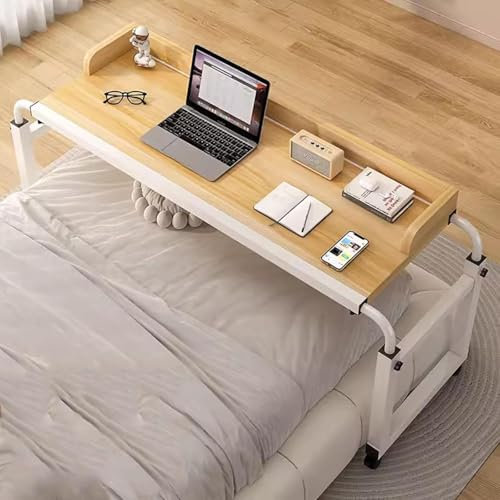 Table à Roulettes Réglable en Hauteur GWWBD, Table Médicale Roulante pour Lit, Bureau A Roulette, Bois+