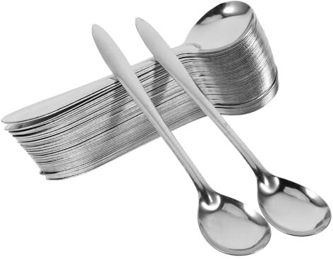 VILLFUL 100piezas Cuchara De Café Mini De Acero Inoxidable Para Postres Café Té Uso Cafeterías y Restaurantes