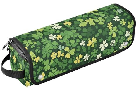 Foiosoh 2 in 1 Hair Tools Organizer with Heat Resistant Pad Portable Hair Styling Tool Organizer for Flat Irons, Straighteners, Curling Irons, Small Clover Green