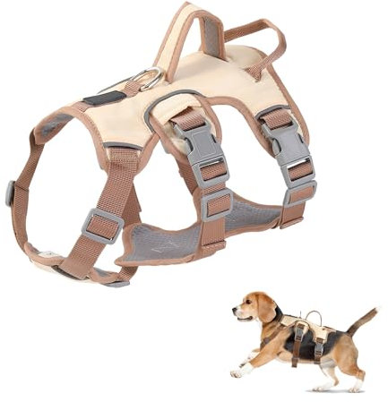 Wisebom Mehrzweck-hundegeschirr, Ausbruchsicheres Anti Zug Hundegeschirr, Anti Zug Geschirr Hund Sicherheitsgeschirr, Hundegeschirr Kleine Hunde für Kleine Mittelgroße Hunde (Beige, S)