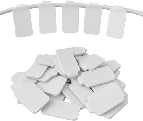 Evoges Hook to Hook Cable Tags 24pcs 40mm x 20mm Self-Adhesive Wire Labels for Cable Management & Identification Waterproof Tear Resistant Stickers for Electronics, Networking & Office (White)