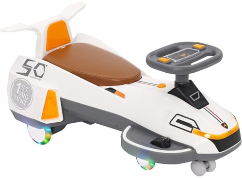 2 i 1 elektrisk barnbil med pedal, elbil för barn med 360° styrning, anti-gunga och växlar, max vikt 60 kg, för barn från 3 år