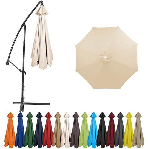 Sonnenschirm ersatzbezug 3m 2.3m 2.5m 2.7m 3.0m 4.0m 6/8 Streben Terrassenschirm Bespannung Stoffbezug, UV-Schutz Überdachung Ersatztuch/Ersatzabdeckung (8ribs:3.5m/11.5ft,Beige)