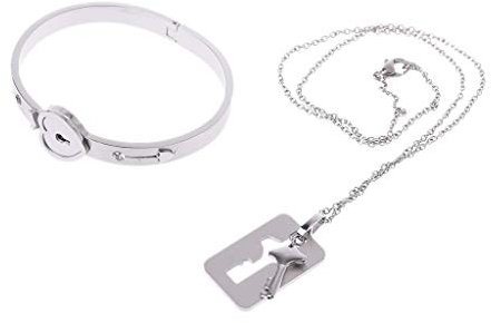 Couple For Steel Lock Bangle & For Key Pendant Necklace Love S