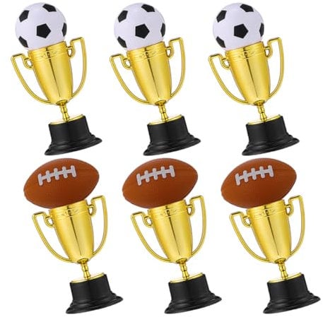 Toyvian 6 Sets Mini Plastic Trophy Cups Award Trophies for Football and Soccer Theme for Competitions Games and Parties Lightweight Durable Motivational Decor