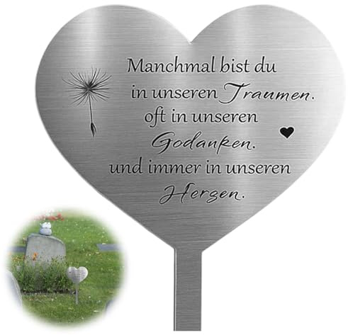 ZexJpr Grabschmuck Wetterfest, Grabdekoration Wetterfest Mit Engel Für Grab, 28x12x0.5cm Grabschmuck Herz, Outdoor Memorial Friedhof Deko für Grabschmuck, Souvenirs, Gartendekoration