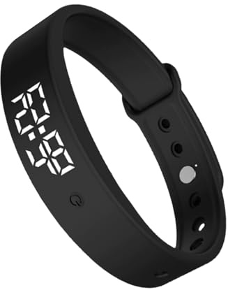 Vibrationsalarmarmband, 7,7 cm, leiser tragbarer Timer mit 3 täglichen Alarmen für diskrete Erinnerungen, Kinder und Erwachsene, Reisen, Fitness, Medikamente, Silikon + Bauchmuskeln, ohne zu stören