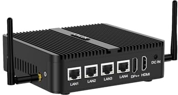 JOVCOR Industrie PC N100, Micro Firewall Appliance 4 RJ45 LAN, Fanless Mini PC 8GB DDR4 256GB SSD, Dual Display WiFi5 BT4.2, Mini Computer for Home Network Pfsense Router