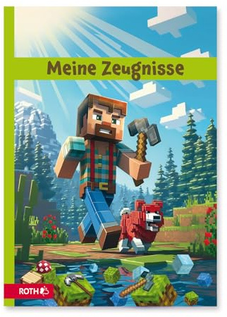 ROTH Zeugnismappe Block Game - mit 10 festen Sichthüllen DIN A4, für bis zu 20 Zeugnisse oder Dokumente in der Grundschule für Jungen und Mädchen, hochwertiges Design