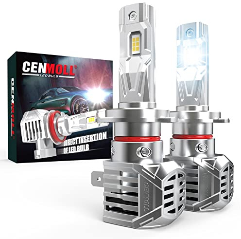 Cenmoll H7 Led Headlight Bulb, 140W 32000LM 6000K Cool White 700% Brightness 12V 24V Canbus Ready Error-Free Led H7 Headlight Bulb Mini Size Halogen Replacement Kit Plug & Play, Pack of 2