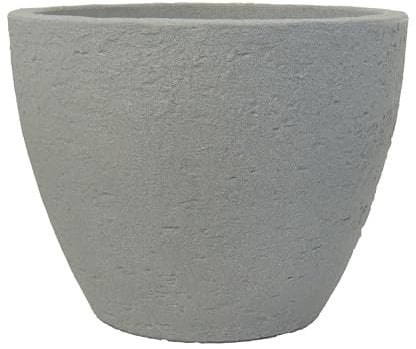 Pot de fleurs rond en plastique aspect pierre - Diamètre : 60 cm - Couleur : béton