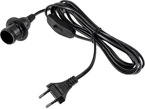 ChiliTec Câble d’alimentation avec interrupteur et prise pour lampe à fabriquer soi-même E14 Fassung + 3,4m + Schalter Noir
