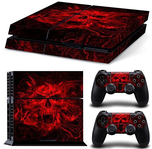 Mcbazel Pattern Series Sticker en Vinyle pour PS4 Motif tête de Mort Rouge Vif