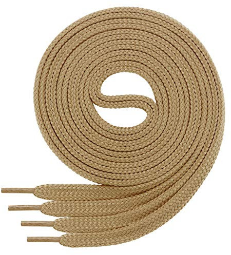 Di Ficchiano 1 Paar SCHNÜRSENKEL beige flach 7mm breit für Sneaker Sportschuhe Lederschuhe - flache Schuhbänder sehr reißfest - Shoe Laces Farbe: -beige-90cm