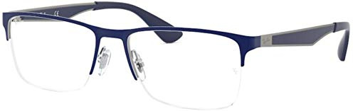 Ray-Ban Unisex RX6335 Rectangular Prescription Eyewear Frames, Blue On Gunmetal/Demo Lens, 54 mm