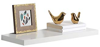 spot on dealz High Gloss Wall Floating Shelf/Shelves White/Black/Grey Display Storage Unit (White, 60CM)
