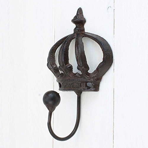 MACOSA SA80248 Wand-Haken Krone Gusseisen Landhausstil Antik Rostfarben lackiert Nostalgischer Garderoben-Haken Kleiderhaken Handtuchhaken Wand-Deko