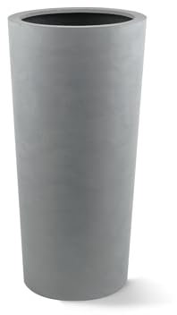 Luca Lifestyle Pflanzkübel Argento Vase Betongrau Rund Fiberglas *5 Jahre Garantie* - 47x47x90 cm - Premium Qualität - F1171