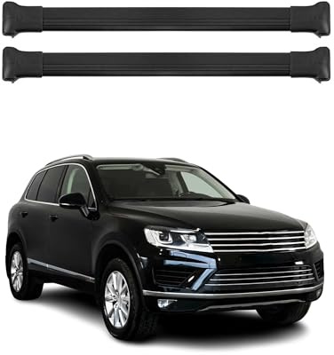 OMAC Dachträger für VW Touareg 2010-2018 Aluminium 2 Stangen Schwarz | bis 75 kg Traglast, Querträger, Grundträger