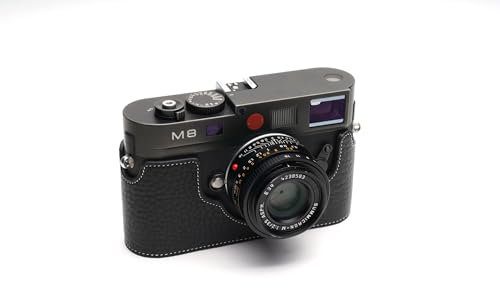 Handarbeit aus echtem echtem Leder halb Kamera Tasche Abdeckung für Leica m8 m9 m9p m-e m einfarbig schwarz Farbe