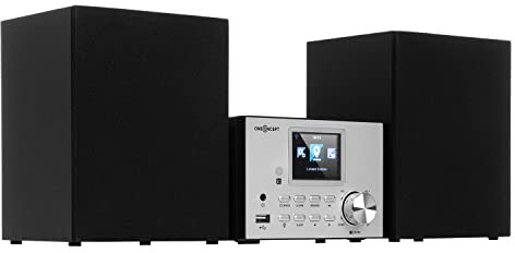 OneConcept Reproductor de CD Player Dab Portátil, Radio, FM/Dab/Dab+ con Bluetooth + AUX Estéreo, Discman 2 Altavoces, Mando, Reloj Despertador, MP3 y Streaming, Radio CD Casa, Alimentación Cable