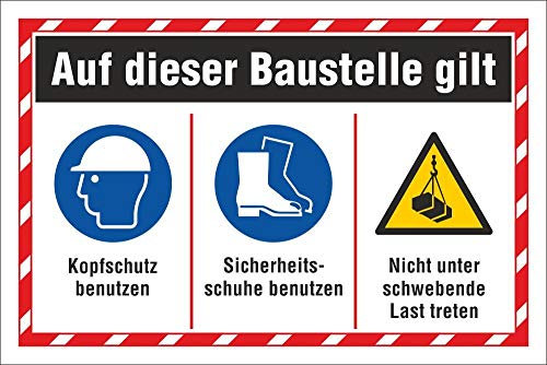 WERBEPUNKT. Schild Baustelle Kopfschutz Sicherheitsschuhe Schwebende Last 3 mm Alu-Verbund 600 x 400 mm