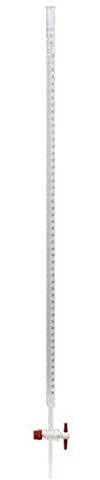Glassco 1567/BH/50 Borosilicate Glass Burette, Straight Bore with Glass Stopcock, Class B, Amber Graduations, 50mL