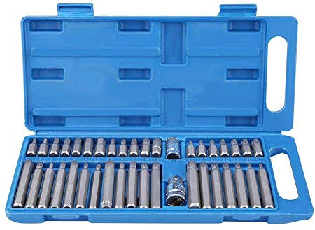 40 Stück Vielzahn Nuss Satz, Torx Nuss Set mit 1/2 Zoll 3/8 Zoll Laufwerksadapter Torx Bit Set Innensechskant Nuss Nüsse Steck Werkzeug Bit Set
