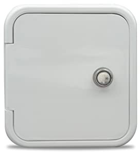 Thetford 94251 Trappe d'eau à gravité avec entrée à clé – Découpe de 11,4 cm x 11,4 cm, blanc polaire