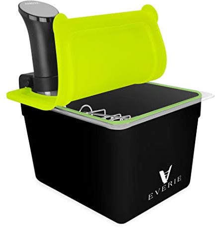 EVERIE Sous Vide Container with Universal Silicone Lid and Sous Vide Rack and Container Sleeve Compatible with Anova All Models, Anova Nano, Instant Pot, Wancle Sous Vide Cooker ( KIT-TY-GJ)