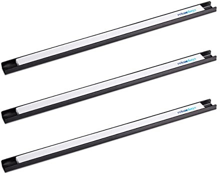 Relaxdays Magnetleiste 3er Set, für Werkzeug, stark magnetisch, Werkstatt, Garage, Büro, 45 cm lang, Stahl, schwarz/weiß