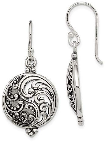 Ohrringe aus 925er-Sterlingsilber, konkav, poliert, filigrane Ying- und Yang-Ohrringe, 35 x 12 mm breit, Schmuck für Damen, One Size, Metall Silber Sterling Silber, Kein Edelstein