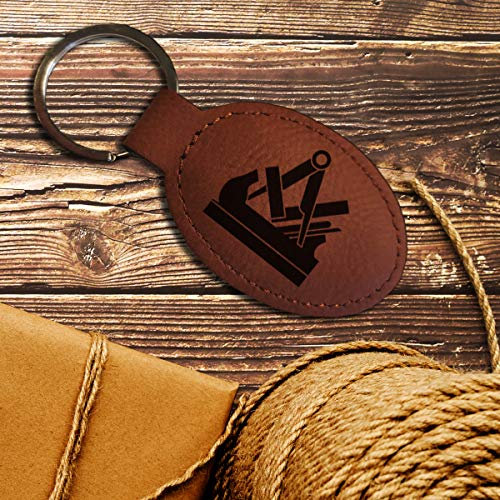 elbedruck Schlüsselanhänger Tischler mit Gravur Zunftzeichen Zunftsymbol für alle Schreiner und Holzverarbeiter Zunftwappen (rot-braun)