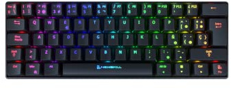 Newskill Pyros Teclado Inalámbrico Gaming, Bluetooth/USB-C, 60%, Antighosting, Teclas Macro Progamables, RGB, Switch Outemu Red, Layout Español, Compatible con Windows/Mac/IOS/Android, Negro