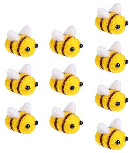 Artibetter 10 Stück Wolle Filz Biene Handwerk Dekoration für Babyparty Geschlecht Offenbaren Party Kostüm Verschönerung DIY Handwerk Autositz Greifen Perlen Spielzeug